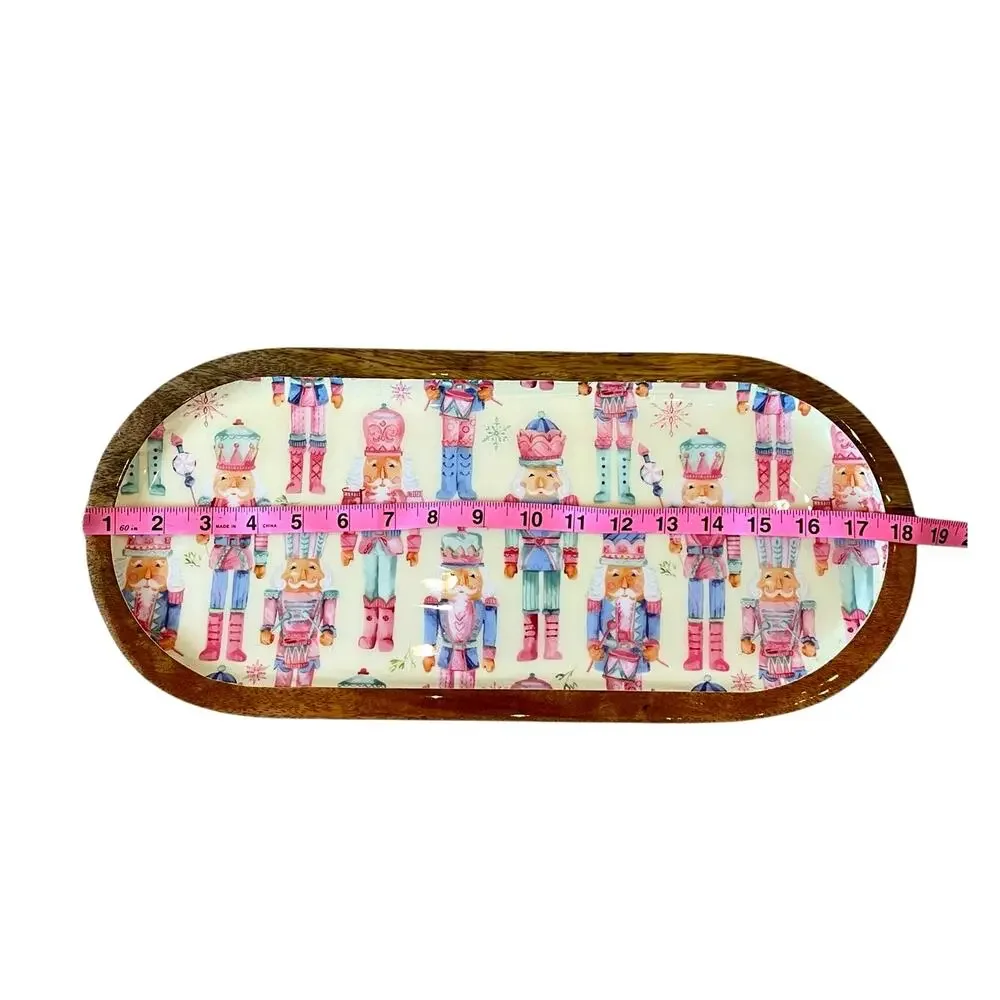Cupcakes & Cashmere NUTCRACKER Enameled Wood Serving Platter 18in India NEW
